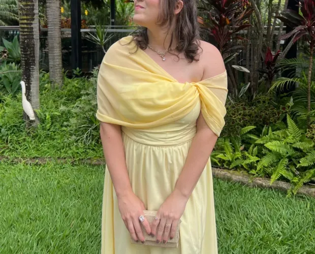 Vestido amarelo manteiga madrinha