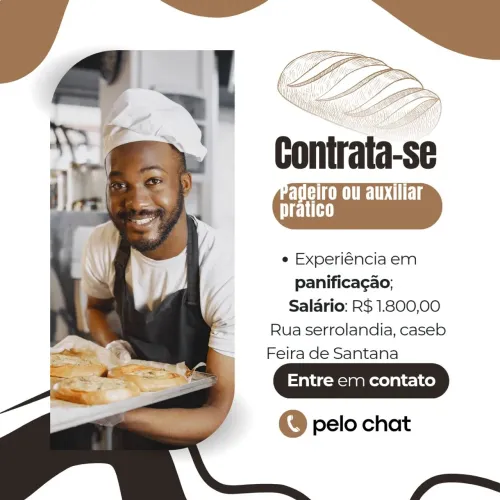 Vaga para padeiro ou auxiliar