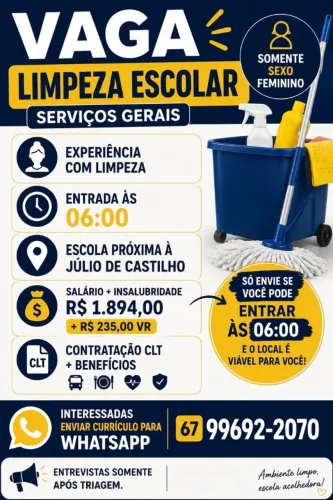 VAGA DE EMPREGO (LEIA O ANÚNCIO)