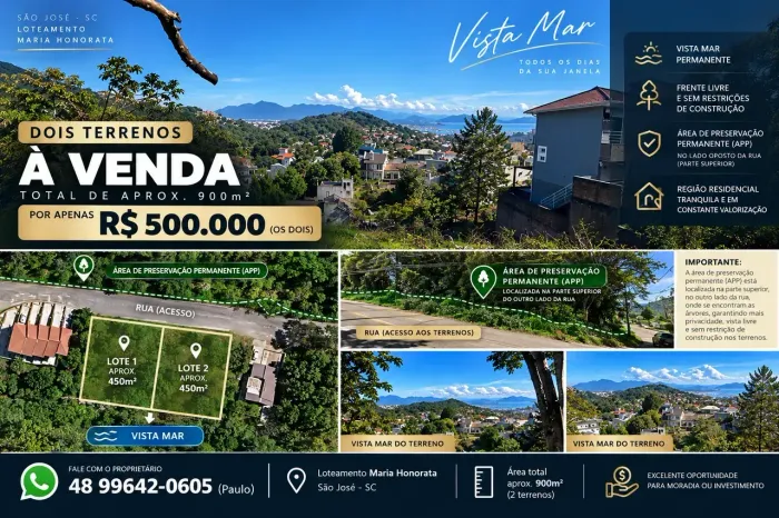 Lote/Terreno para venda com 900 metros quadrados em Potecas - São José - Santa Catarina