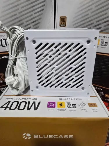 Fonte Gamer Branca 400w 80+ Bronze Cabos Flat C/ Cabo