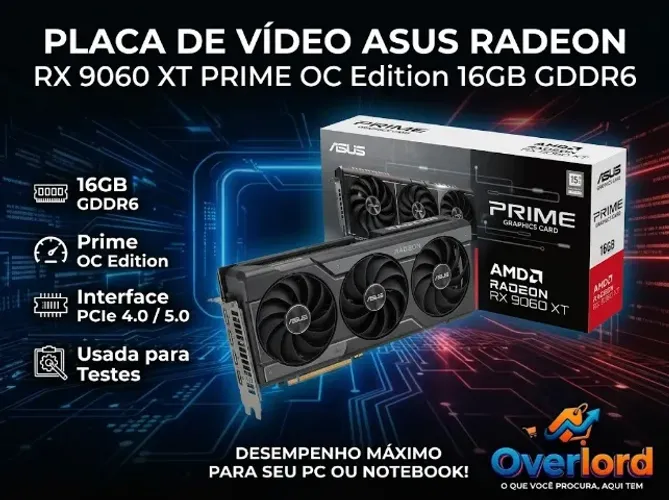 Placa de Vídeo Asus Radeon RX 9060 XT Prime OC Edition, 16GB, GDDR6 (USADA PRA TESTE)
