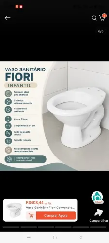 Vaso sanitário infantil fiori