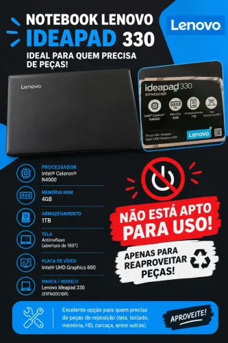 Notebook Lenovo para reaproveitar peças