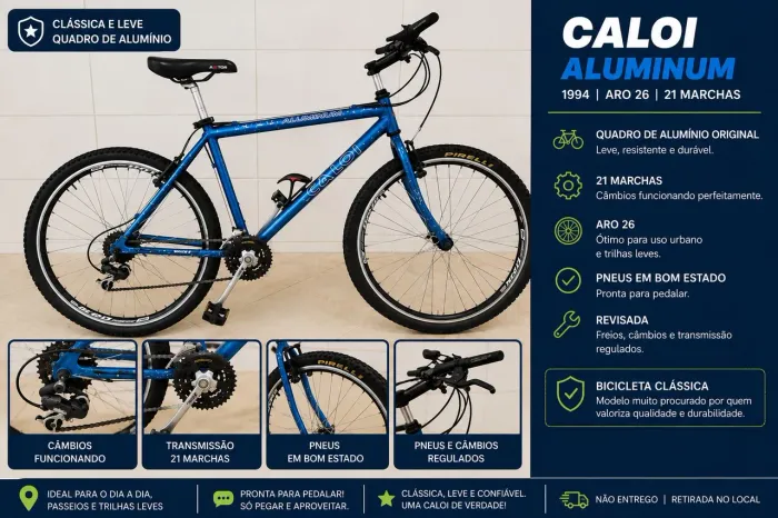 Caloi Aluminum 1994 Aro 26 - Quadro de Alumínio - 21 Marchas - Clássica