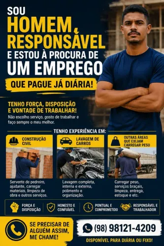 Estou a procura de serviços que paguem na diária