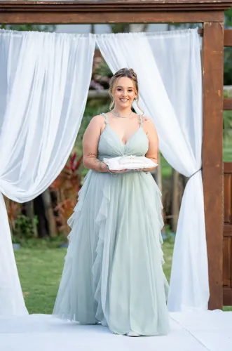 Vestido de madrinha e dama verde GG