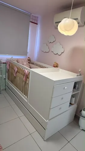 Berço Multifuncional 3 em 1 Completa Móveis + Colchão