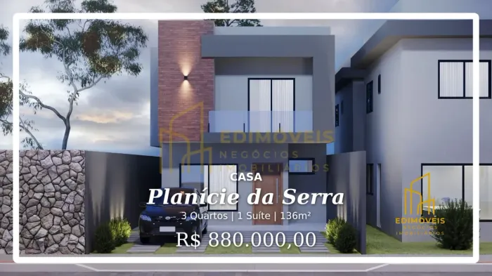 Planície da Serra: Casa com 3 Quartos, Suíte e Espaço para Home Office