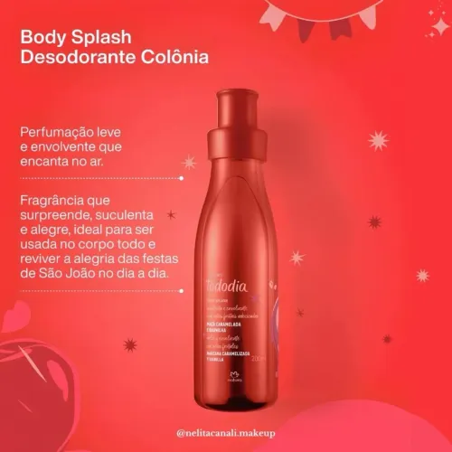 Body Splash Natura Tododia Maçã Caramelada à pronta entrega e retirada.