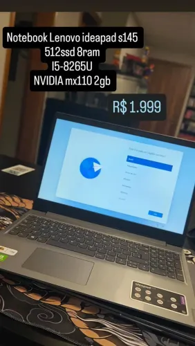 Notebook Lenovo ideapad s145 512ssd 8Ram i5-8265U Nvidia mx110 2GB