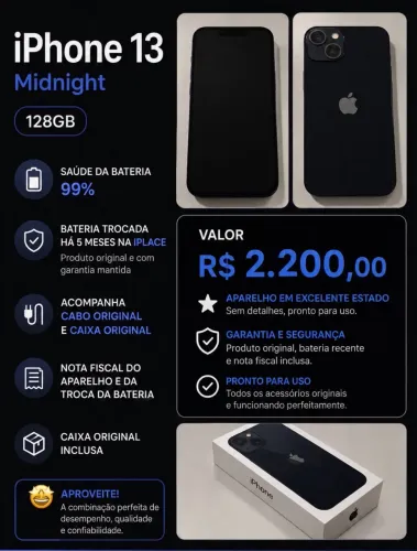 iPhone 13 Midnight 128gb