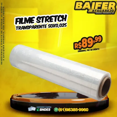 Filme Stretch Transparente 50x0,025