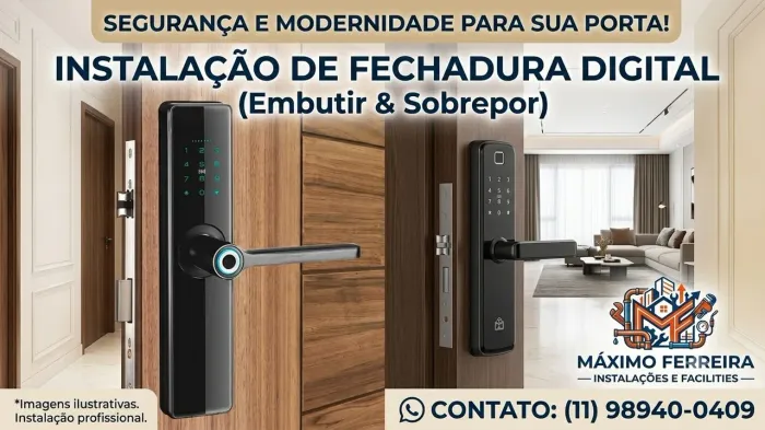 Instalação de fechaduras digital embutir e sobrepor