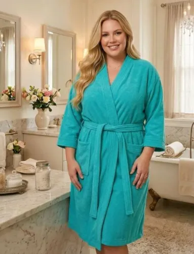Roupão de Banho Margex Verde - Atoalhado Plus Size - Tam GG