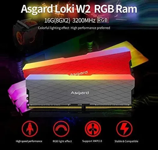 Memória Ram 16gb (2x8gb) Asgard Loki W2 RGB 3200mhz Cl16 DDR4 
