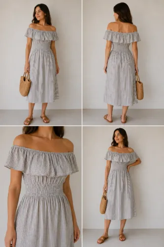 Vestido ciganinha listras Zara