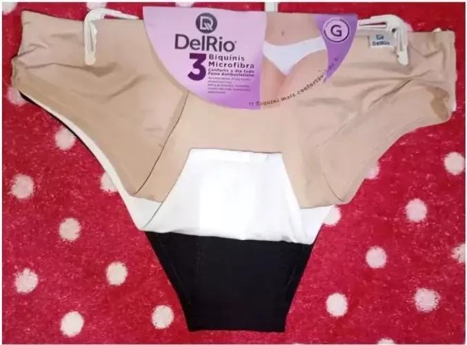 kit de 3 calcinhas DelRio Biquíni em microfibra estampas G