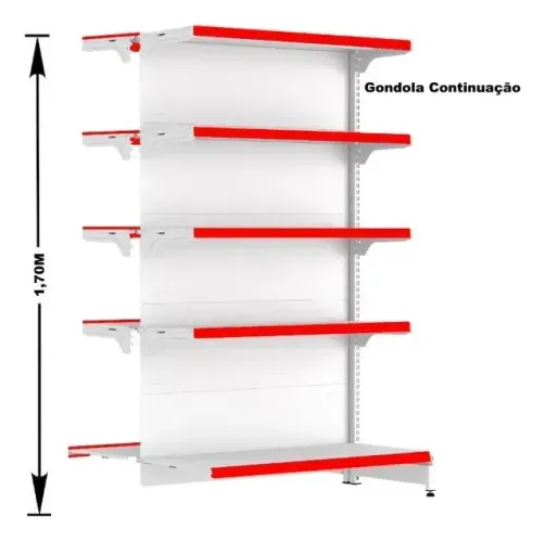 Gondola Centro 1.70m 2 modulos com Ponta para Mercadinho e Lojas