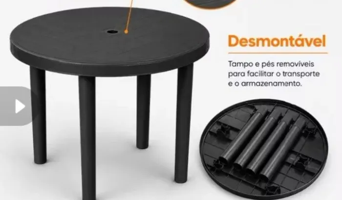 Mesa redonda desmontável