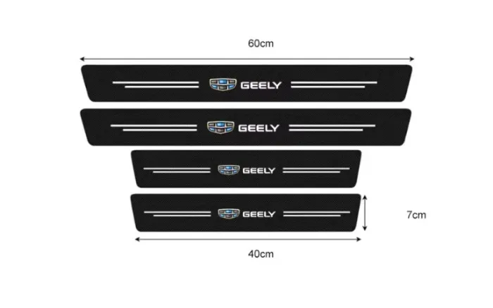 Adesivo Fibra Carbono Protetor de Soleira Carro Geely Ex2