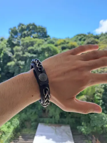 Armani Exchange chain leather bracelet