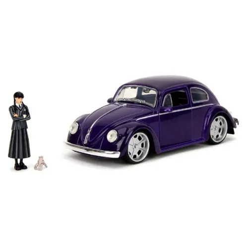 MINIATURA DE CARRO JADA WEDNESDAY ADDAMS - VOLKSWAGEN BEETLE - ESCALA 1/24 (35131)