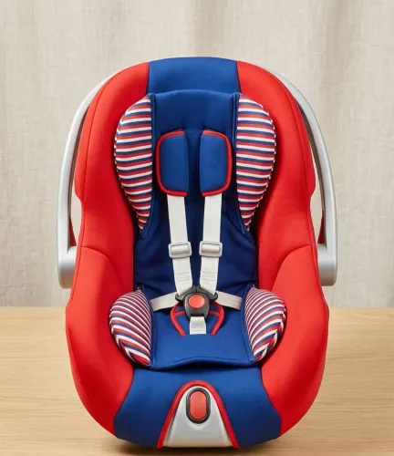 Bebê Conforto Voyage Vermelho e Azul - Higienizado, Seguro e Confortável