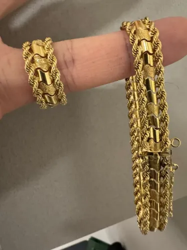 Conjunto Pulseira e Anel Taparela de ouro 18k procedência garantia eterna