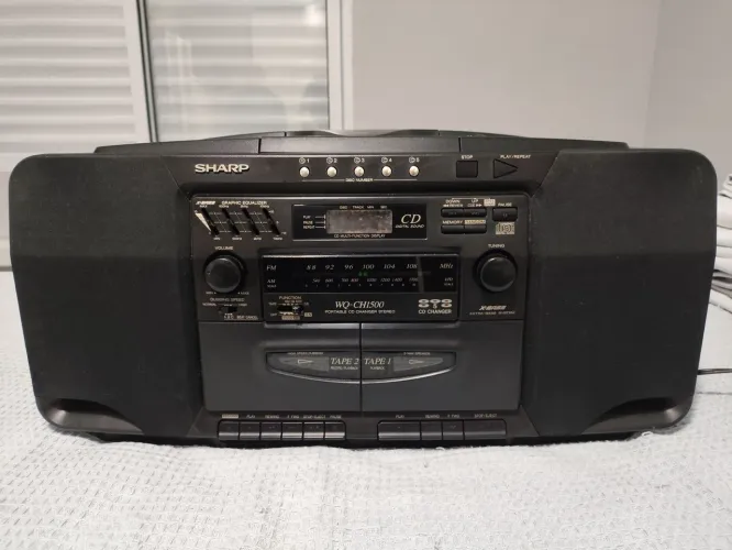 Sharp WQ-CH1500 Vintage ? 110 V | 5 CDs + Duplo Cassete | Raridade