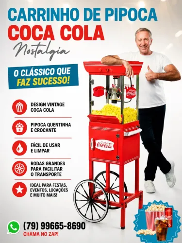 Carrinho de Pipoca Pipoqueira Elétrica Coca Cola