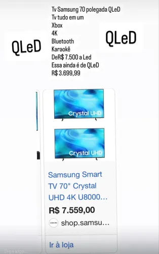 Tv Samsung 70 4K QLeD com Xbox
