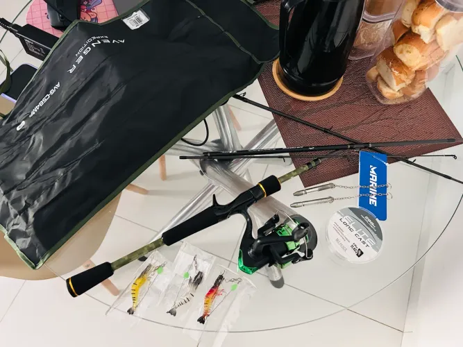 Vara de Pesca completa (vara, carretel, linha, isca)