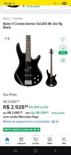 Baixo Ibanez GIO 4 cordas ativo super novo. 