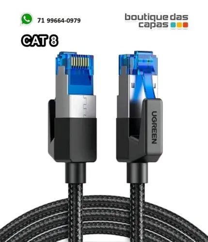 CABO DE REDE CAT8 UGREEN NW153 5M 5 METROS (CAT8) compatível com jogos PC PS5 PS4 PS3 Xbox