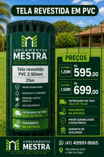 Tela revestida pvc vonder 2.50mm rolo 25m 1.50