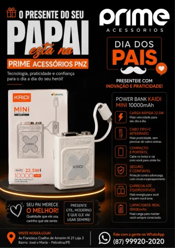 Carregador Portátil - O Presente Ideal para o Dia dos Pais