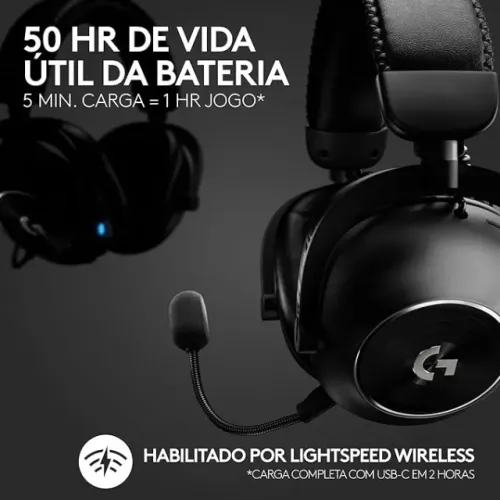 Headset Gamer Sem Fio Logitech G PRO X 2 LIGHTSPEED Com Microfone Removível, Drivers de Gr
