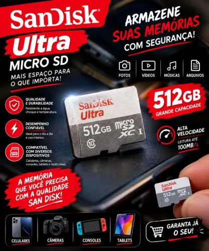 Cartão de memória sandisk ultra