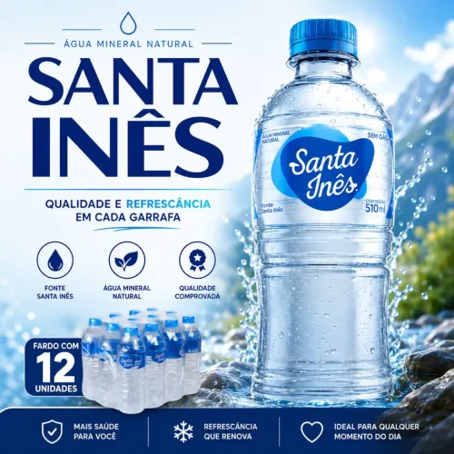 Água Mineral Santa Inês 510ml Sem Gás Fardo 12 Garrafas