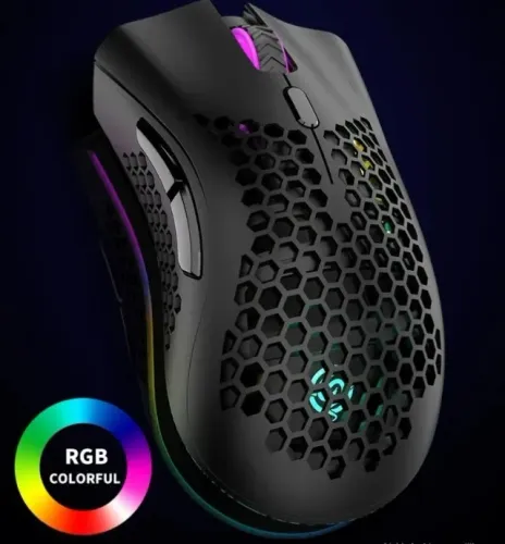 Mouse Gamer Sem Fio 2.4ghz 3200dpi Recarregável Led Rgb