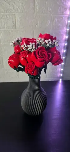 Vaso Decorativo Espiral Ondulado PETG Preto Branco 18cm