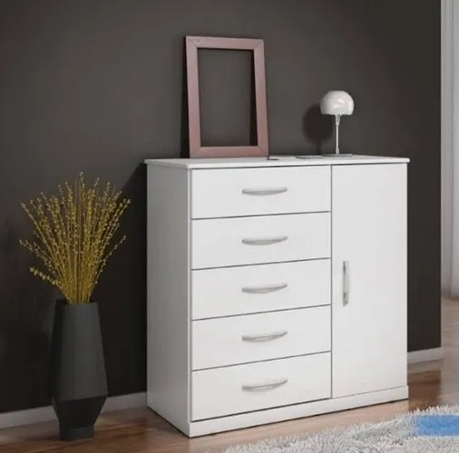Promoção! Comoda Sapateira 5 Gavetas 1 Porta Branco  Frete Grátis