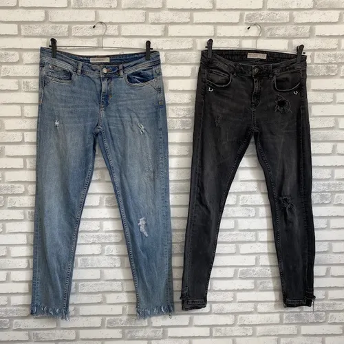 Kit Calças Jeans Zara Basic Denim (preta + azul clara) Tamanho 40-42