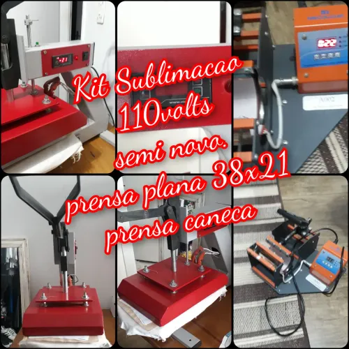 Kit Sublimação 110V - Prensa Plana 38x21 e Caneca