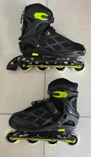Patins Inline 4 Rodas - Preto e Dourado - Adulto