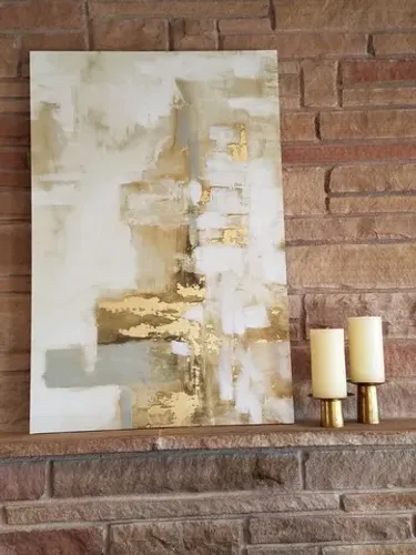 Quadros abstratos com folhas de ouro