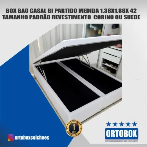 Cama Box Baú Casal bi partido no corino e no suede