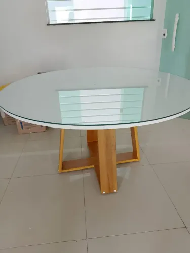 Mesa redonda de vidro de jantar 
