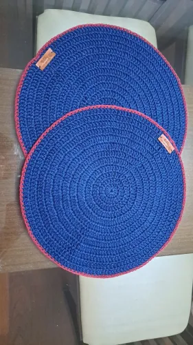 Jogo Americano de Crochê Azul